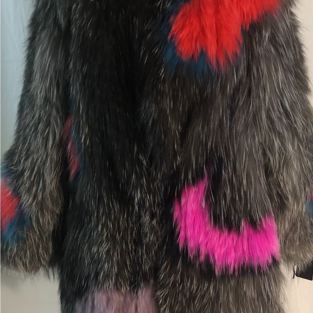 Multicolor real fox Fur Women's Coat - Picture 10 of 10